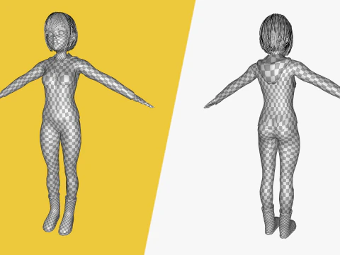 Sleepwear Pajama Outfit and Playful Pose Stylized 3D Cute 3D Model
