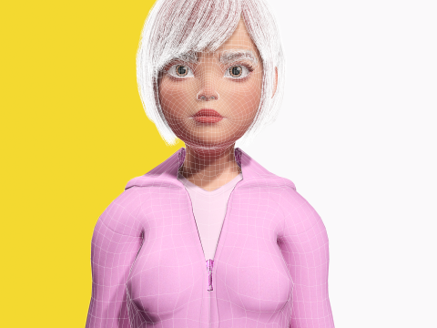 Sleepwear Pajama Outfit and Playful Pose Stylized 3D Cute 3D Model