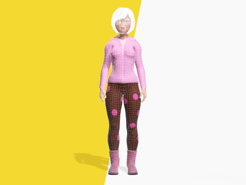 Sleepwear Pajama Outfit and Playful Pose Stylized 3D Cute 3D Model