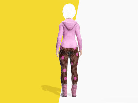 Sleepwear Pajama Outfit and Playful Pose Stylized 3D Cute 3D Model