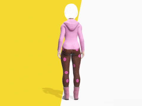 Sleepwear Pajama Outfit and Playful Pose Stylized 3D Cute 3D Model