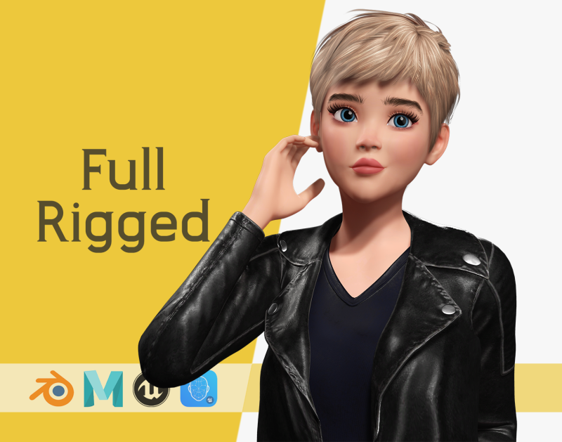 Edgy Fashion Look with Leather Jacket Cartoon Modern 3D 3D Model .c4d .max .obj .3ds .fbx .stl .blend
