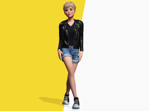 Edgy Fashion Look with Leather Jacket Cartoon Modern 3D 3D Model