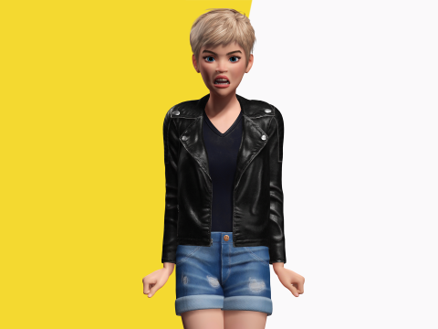 Edgy Fashion Look with Leather Jacket Cartoon Modern 3D 3D Model