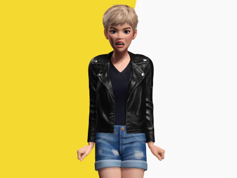 Edgy Fashion Look with Leather Jacket Cartoon Modern 3D 3D Model