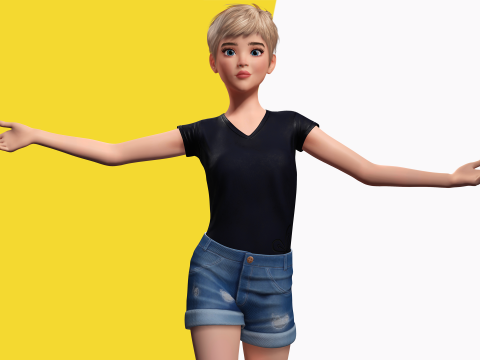 Edgy Fashion Look with Leather Jacket Cartoon Modern 3D 3D Model