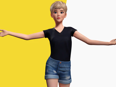 Edgy Fashion Look with Leather Jacket Cartoon Modern 3D 3D Model