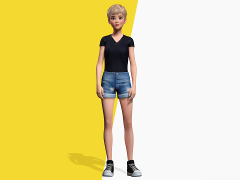 Edgy Fashion Look with Leather Jacket Cartoon Modern 3D 3D Model