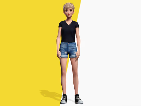 Edgy Fashion Look with Leather Jacket Cartoon Modern 3D 3D Model