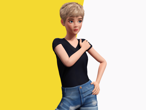 Edgy Fashion Look with Leather Jacket Cartoon Modern 3D 3D Model