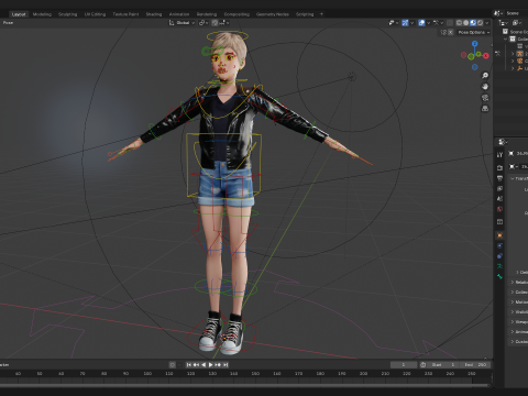 Edgy Fashion Look with Leather Jacket Cartoon Modern 3D 3D Model