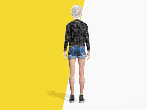 Edgy Fashion Look with Leather Jacket Cartoon Modern 3D 3D Model