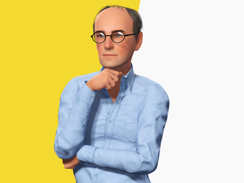 Smart Thoughtful and Classic Style 3d Senior Male Character Modello 3D