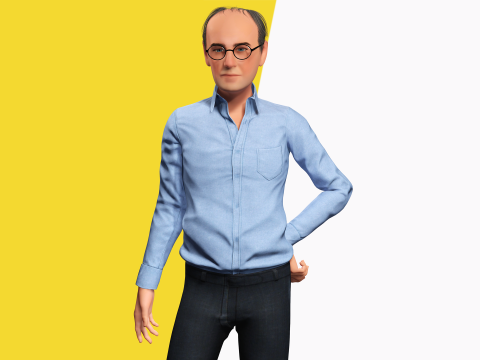 Smart Thoughtful and Classic Style 3d Senior Male Character Modello 3D