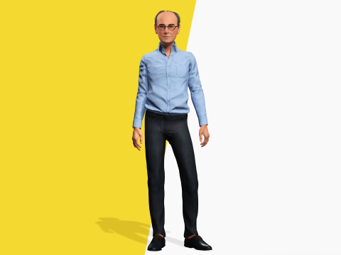 Smart Thoughtful and Classic Style 3d Senior Male Character Modello 3D