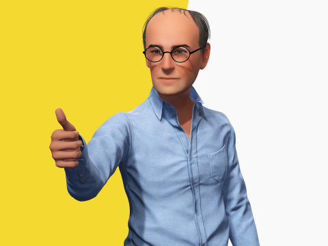 Smart Thoughtful and Classic Style 3d Senior Male Character Modello 3D