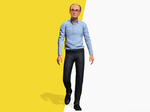 Smart Thoughtful and Classic Style 3d Senior Male Character Modello 3D
