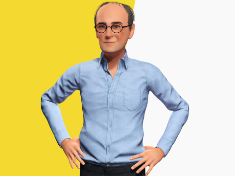 Smart Thoughtful and Classic Style 3d Senior Male Character Modello 3D
