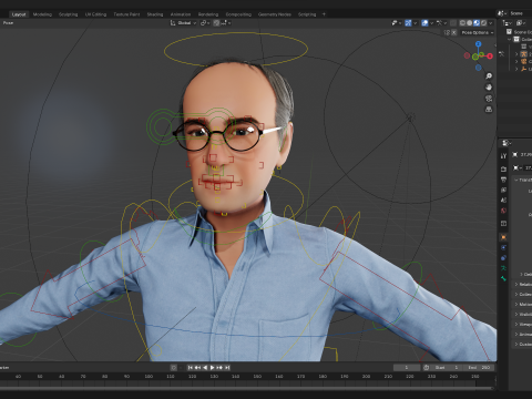 Smart Thoughtful and Classic Style 3d Senior Male Character Modello 3D