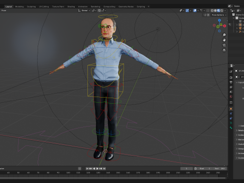 Smart Thoughtful and Classic Style 3d Senior Male Character Modello 3D