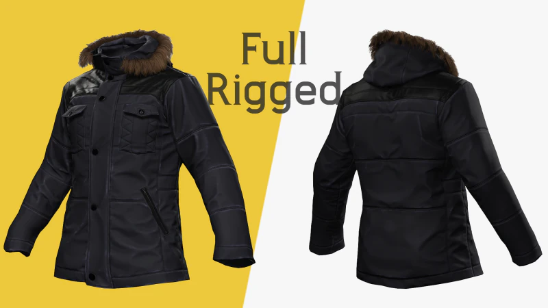 Coat Realistic 3D Rigged Low-poly 3D Model .c4d .max .obj .3ds .fbx .stl .blend