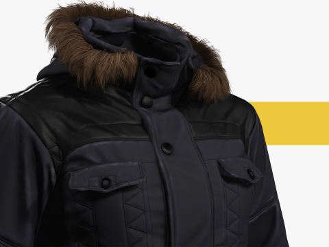 Coat Realistic 3D Rigged Low-poly 3D Model