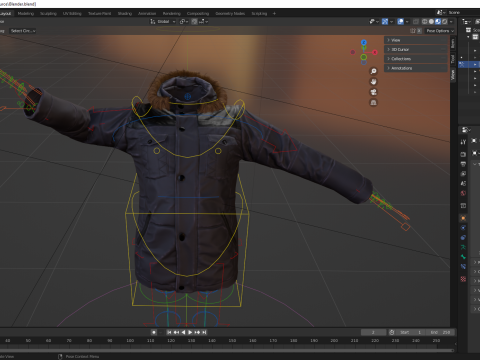 Coat Realistic 3D Rigged Low-poly 3D Model
