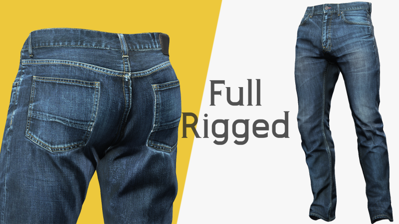 Realistic Bleu Jeans for Men Rigged 3D मॉडल .c4d .max .obj .3ds .fbx .stl .blend