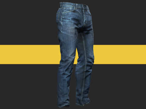 Realistic Bleu Jeans for Men Rigged 3D मॉडल
