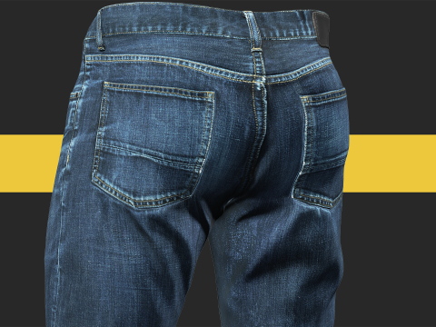 Realistic Bleu Jeans for Men Rigged 3D मॉडल