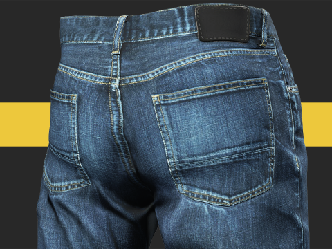 Realistic Bleu Jeans for Men Rigged 3D मॉडल