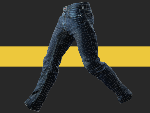 Realistic Bleu Jeans for Men Rigged 3D मॉडल