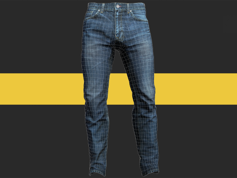 Realistic Bleu Jeans for Men Rigged 3D मॉडल