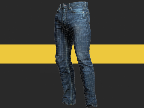 Realistic Bleu Jeans for Men Rigged 3D मॉडल