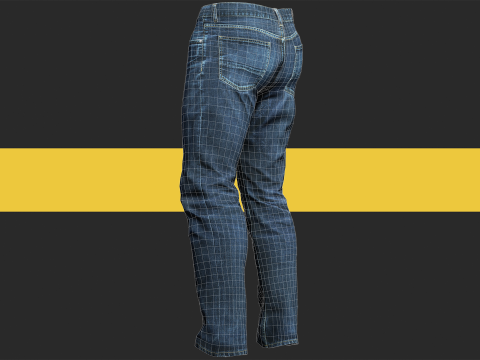 Realistic Bleu Jeans for Men Rigged 3D मॉडल