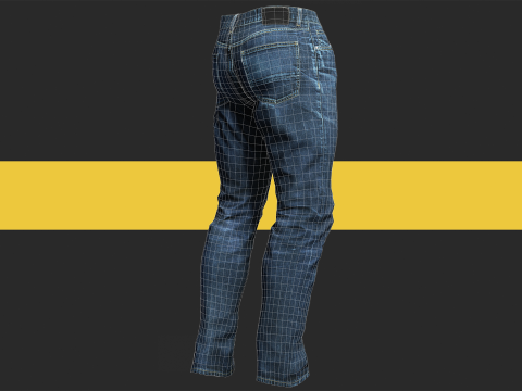 Realistic Bleu Jeans for Men Rigged 3D मॉडल