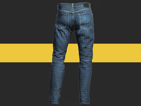 Realistic Bleu Jeans for Men Rigged 3D मॉडल