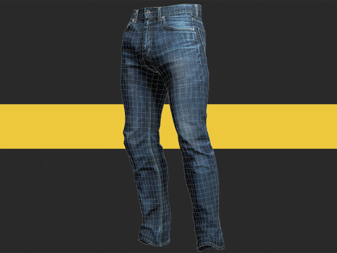 Realistic Bleu Jeans for Men Rigged 3D मॉडल