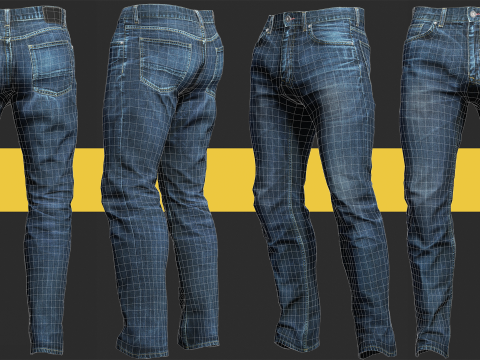 Realistic Bleu Jeans for Men Rigged 3D मॉडल