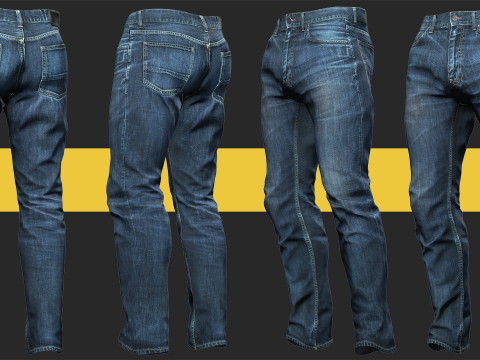 Realistic Bleu Jeans for Men Rigged 3D मॉडल