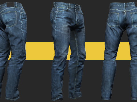 Realistic Bleu Jeans for Men Rigged 3D मॉडल