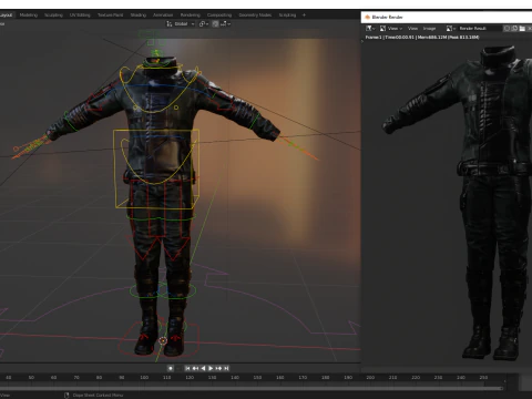 Rigged Outfit 3D Model