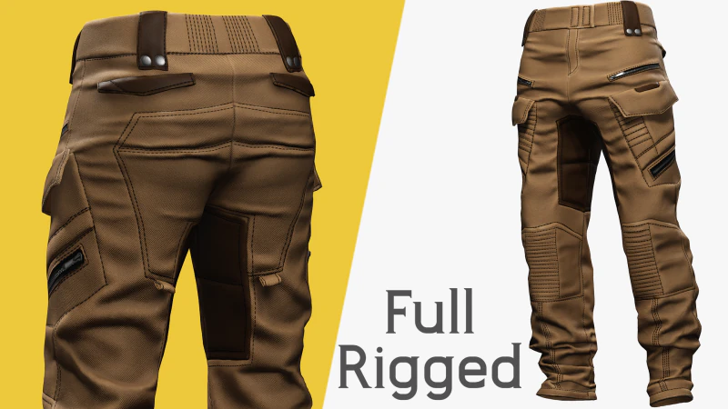 Realistic Pants 1 for Men Rigged 3D Model .c4d .max .obj .3ds .fbx .stl .blend 