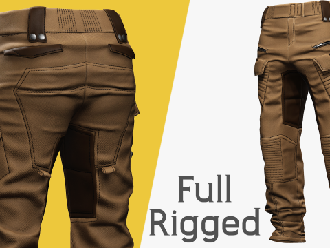 Realistic Pants 1 for Men Rigged 3D Модель