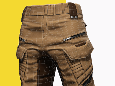 Realistic Pants 1 for Men Rigged 3Dモデル