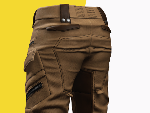 Realistic Pants 1 for Men Rigged 3Dモデル