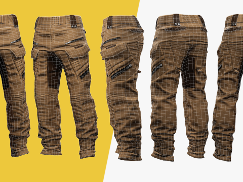 Realistic Pants 1 for Men Rigged 3Dモデル
