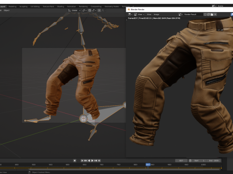 Realistic Pants 1 for Men Rigged 3Dモデル