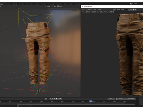 Realistic Pants 1 for Men Rigged 3Dモデル