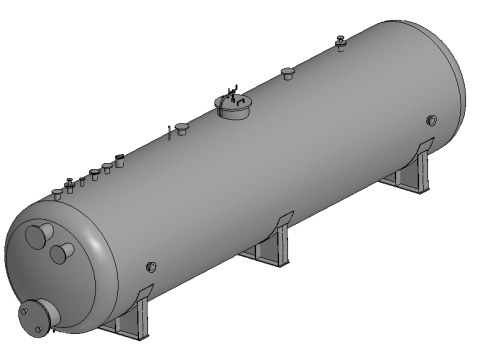 Industrial horizontal storage tank V80m3 3D-Modell